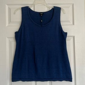 Talbots Linen-blend Blue Sleeveless Sweater Vest NWOT